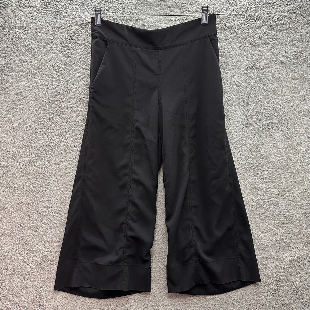 Athleta Size 4 Black Cropped Wide Leg Pants High Rise Elastic‎ Waist Activewear